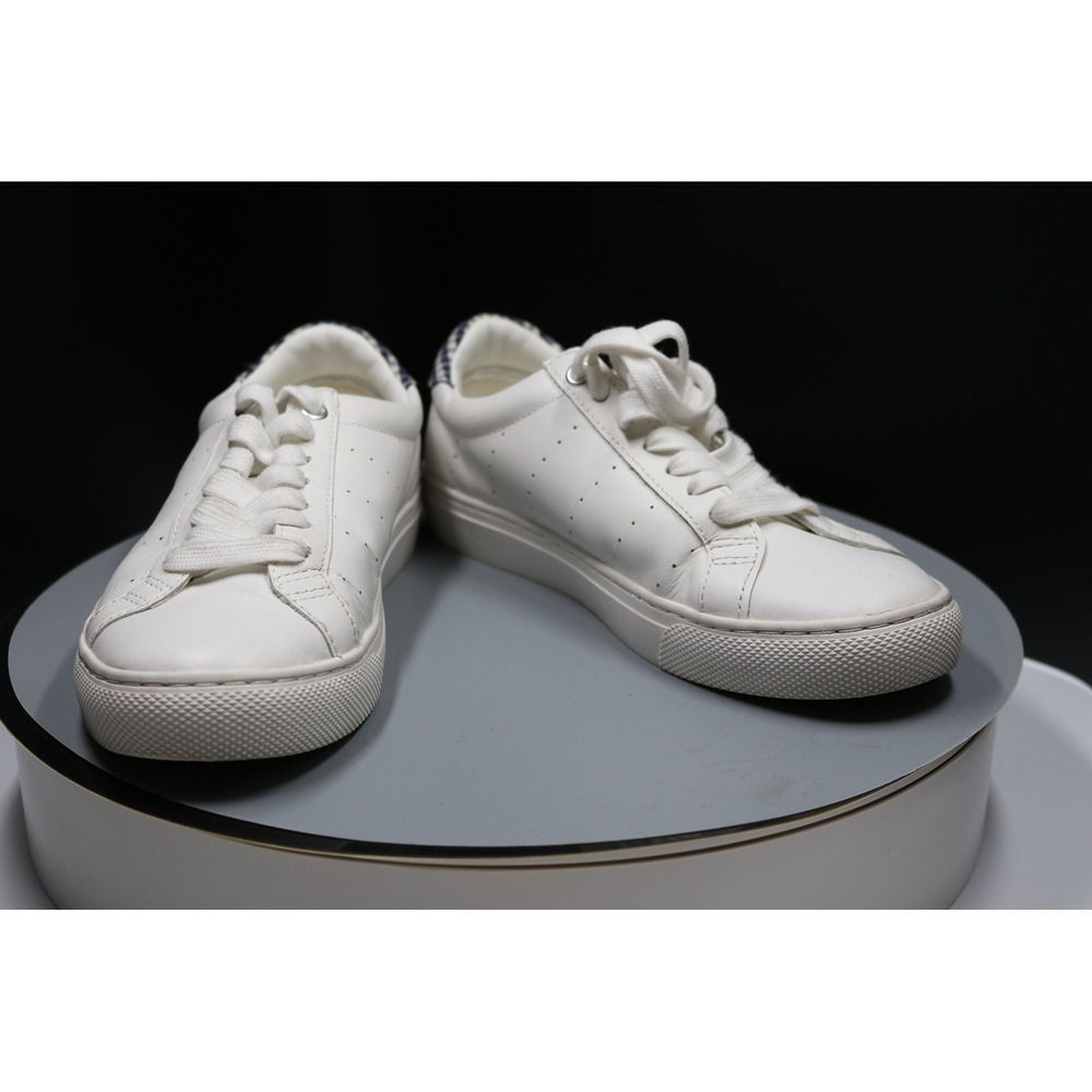 J Crew Shoes Women's Size 7H Leather Low Top Gingham Heel Casual Sneakers Retro‎
